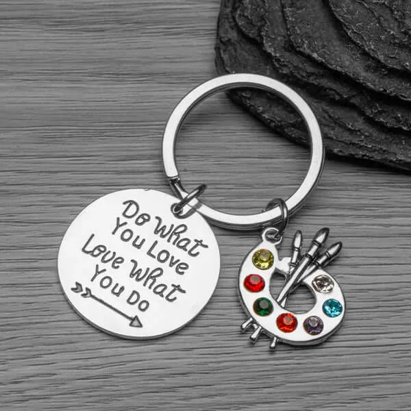 Artist Paint Palette Keychain, Do What You Love Painters Jewelry