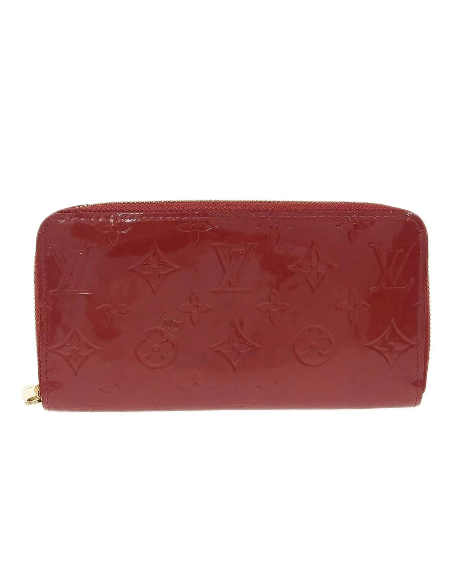 Authentic Louis Vuitton Red Monogram Vernis Zippy Long Wallet