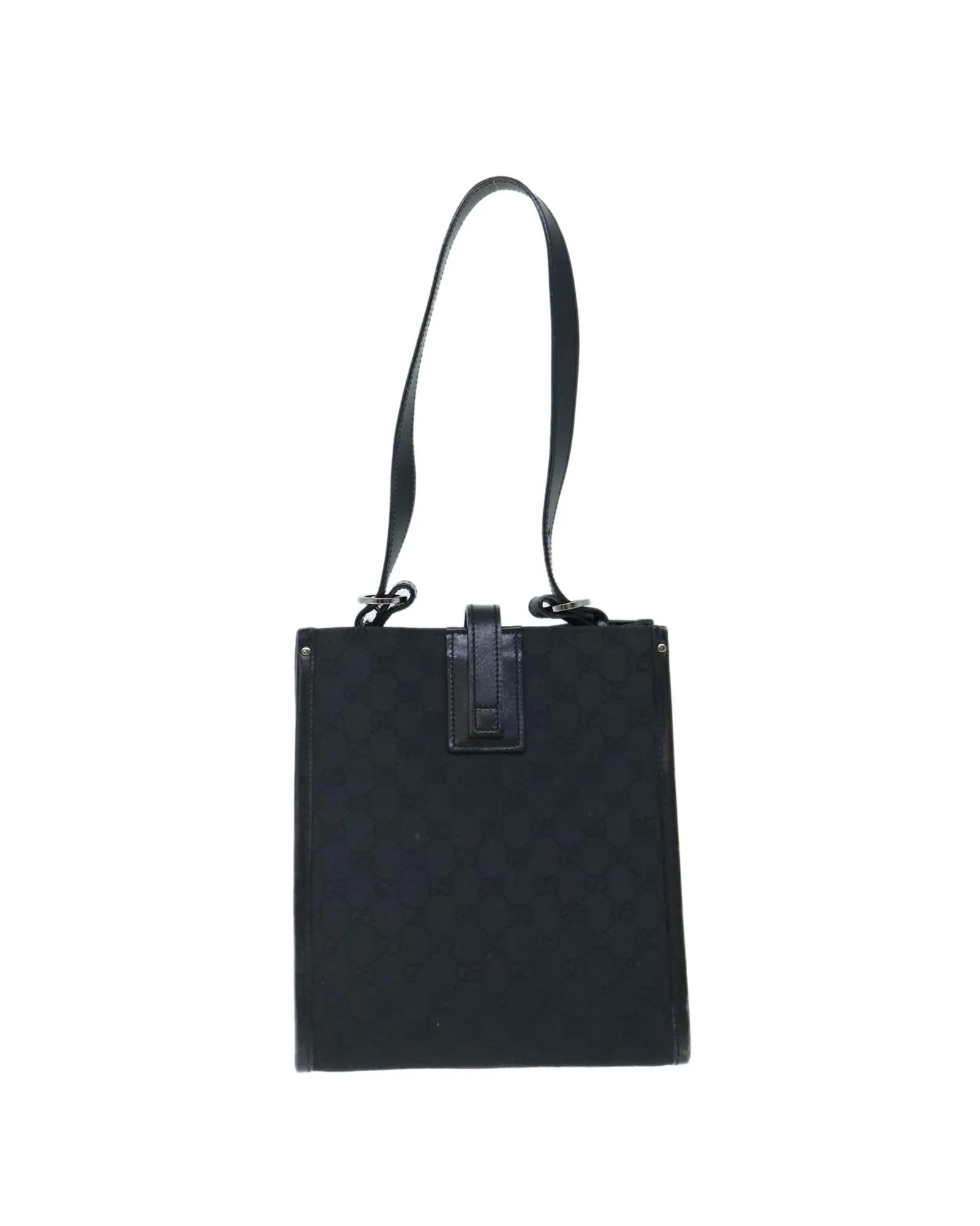 Black GG Canvas Shoulder Bag with Shoulder Strap