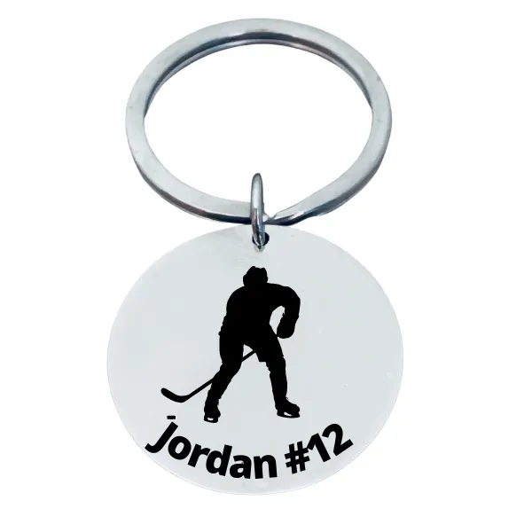 Boys Personalized Ice Hockey Keychain