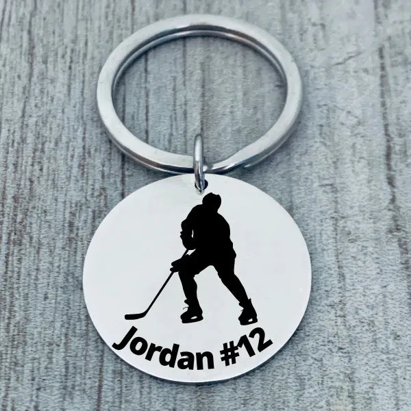 Boys Personalized Ice Hockey Keychain