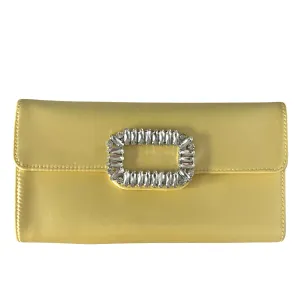 Butter Satin Rhinestone Buckle Clutch