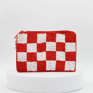 Checkered Red/White Keychain Pouch V6