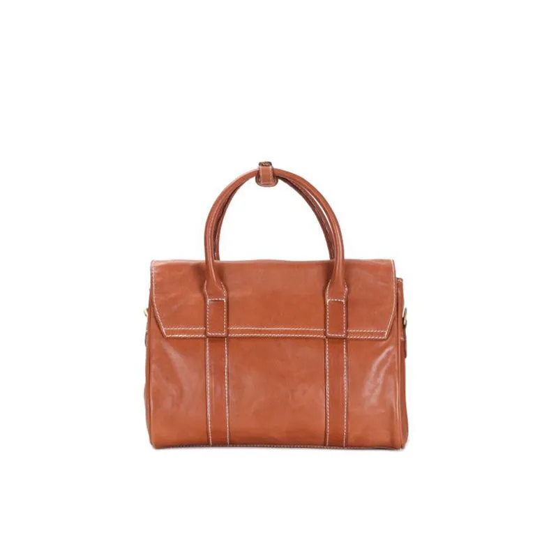 Chic Design Vegetable Tanned Leather Shoulder Bag Women's Tote Bag