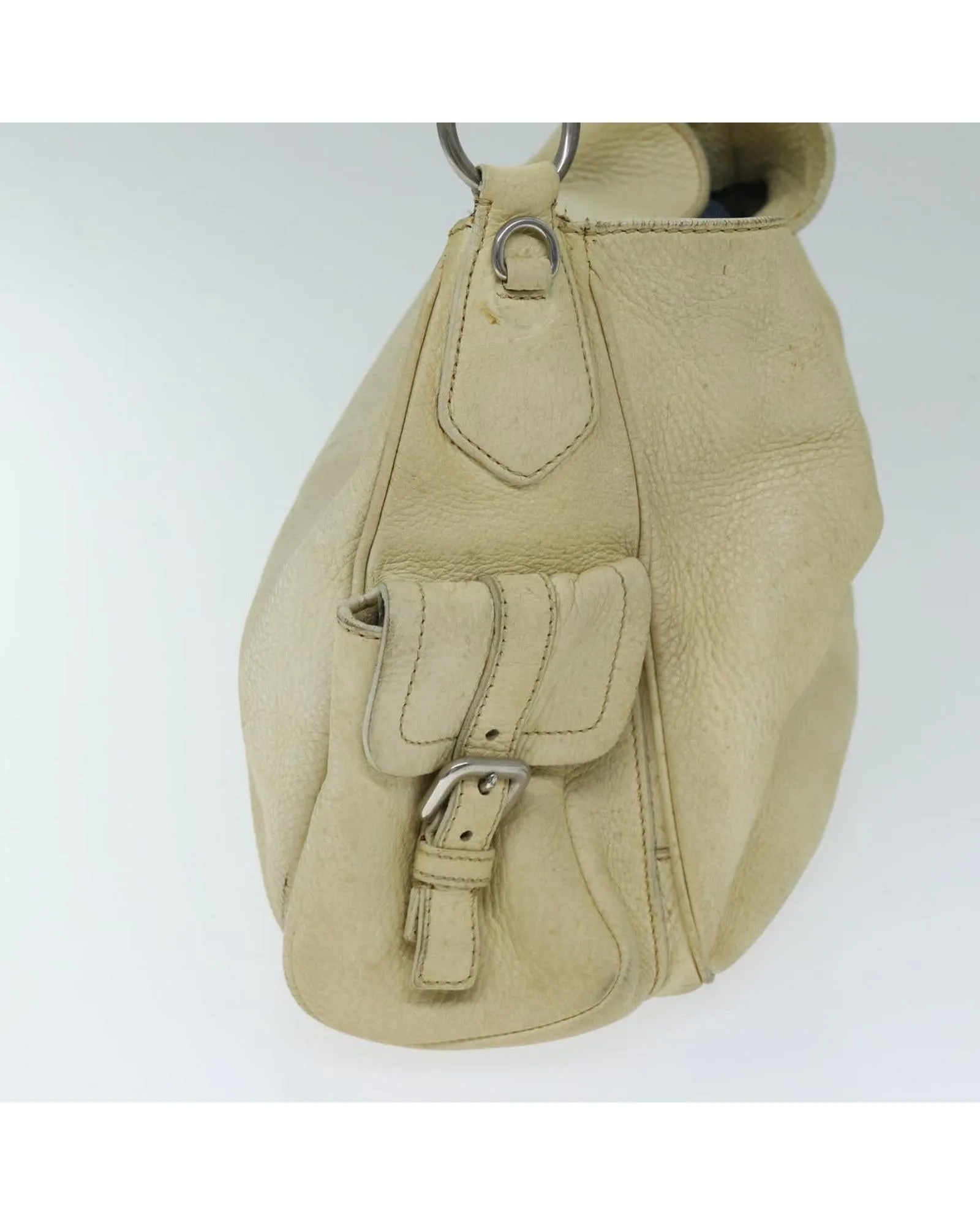 Cream Leather Shoulder Bag - Prada Authenticated