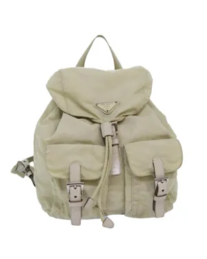 Cream Nylon Backpack with Accessory - Rank C