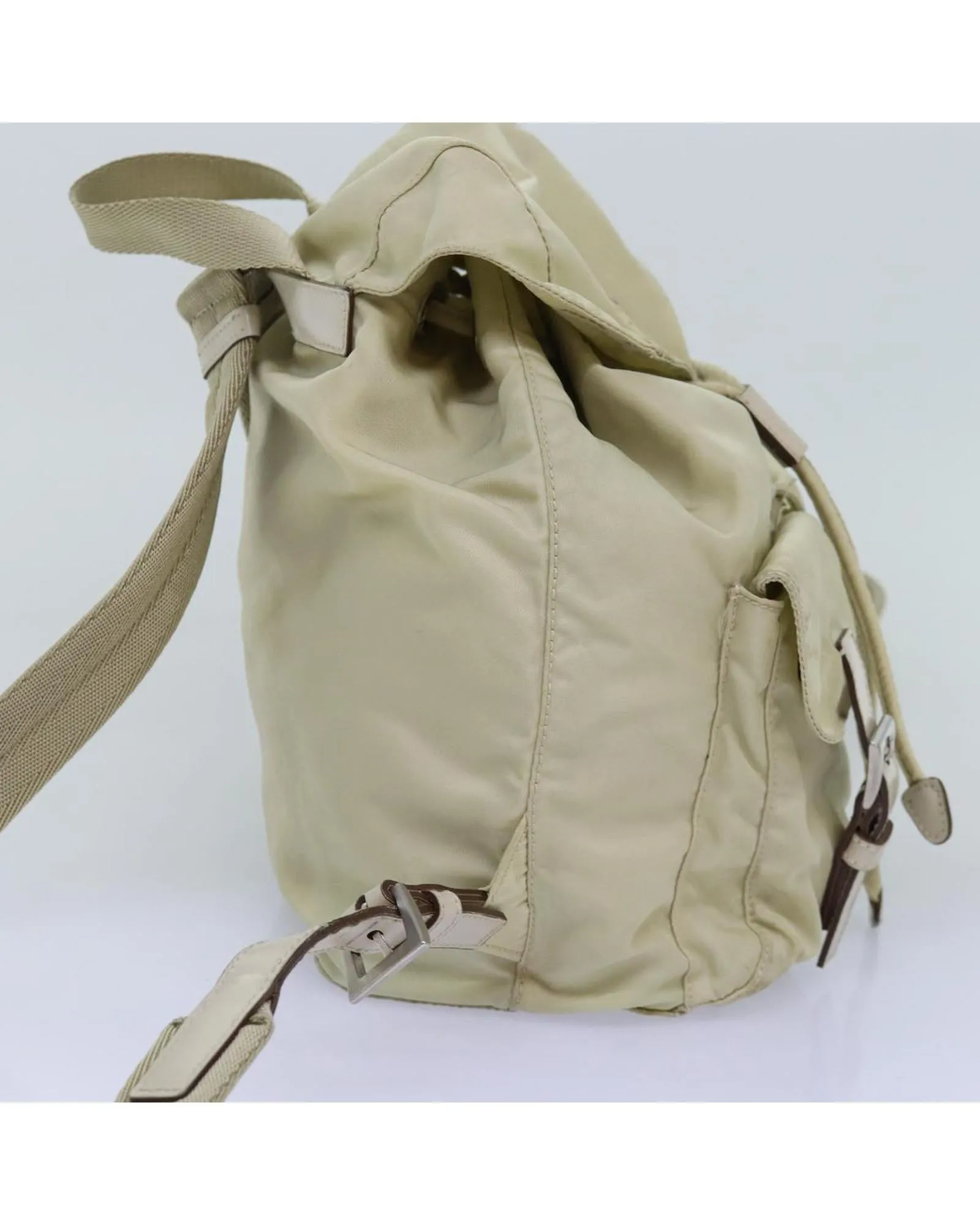 Cream Nylon Backpack with Accessory - Rank C