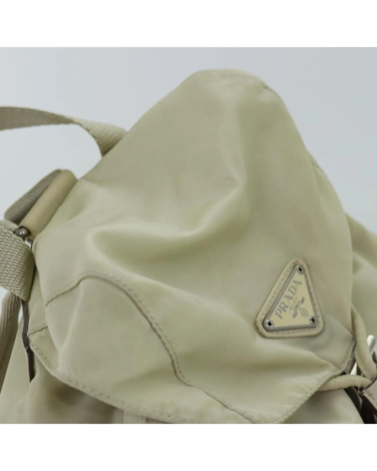 Cream Nylon Backpack with Accessory - Rank C