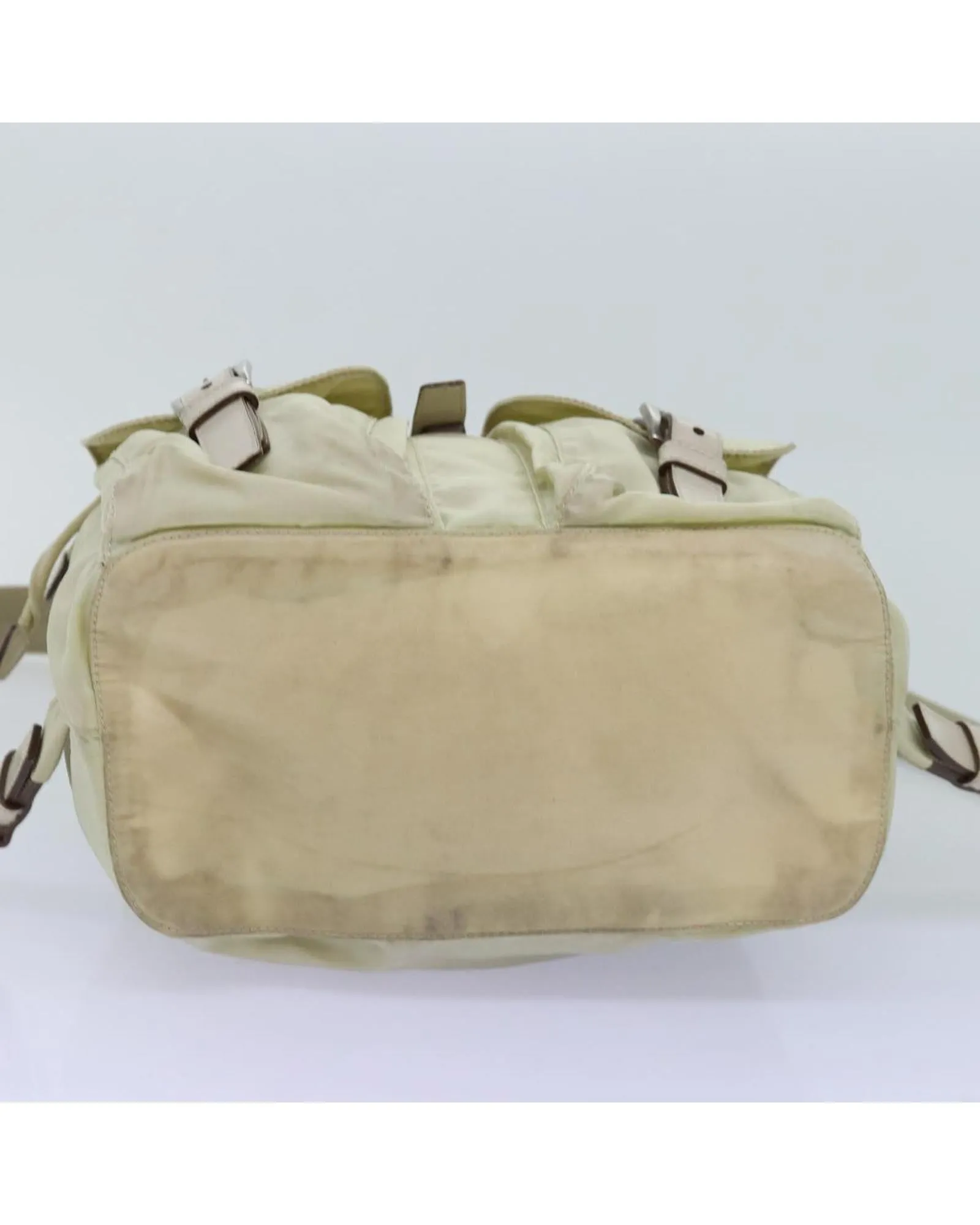 Cream Nylon Backpack with Accessory - Rank C