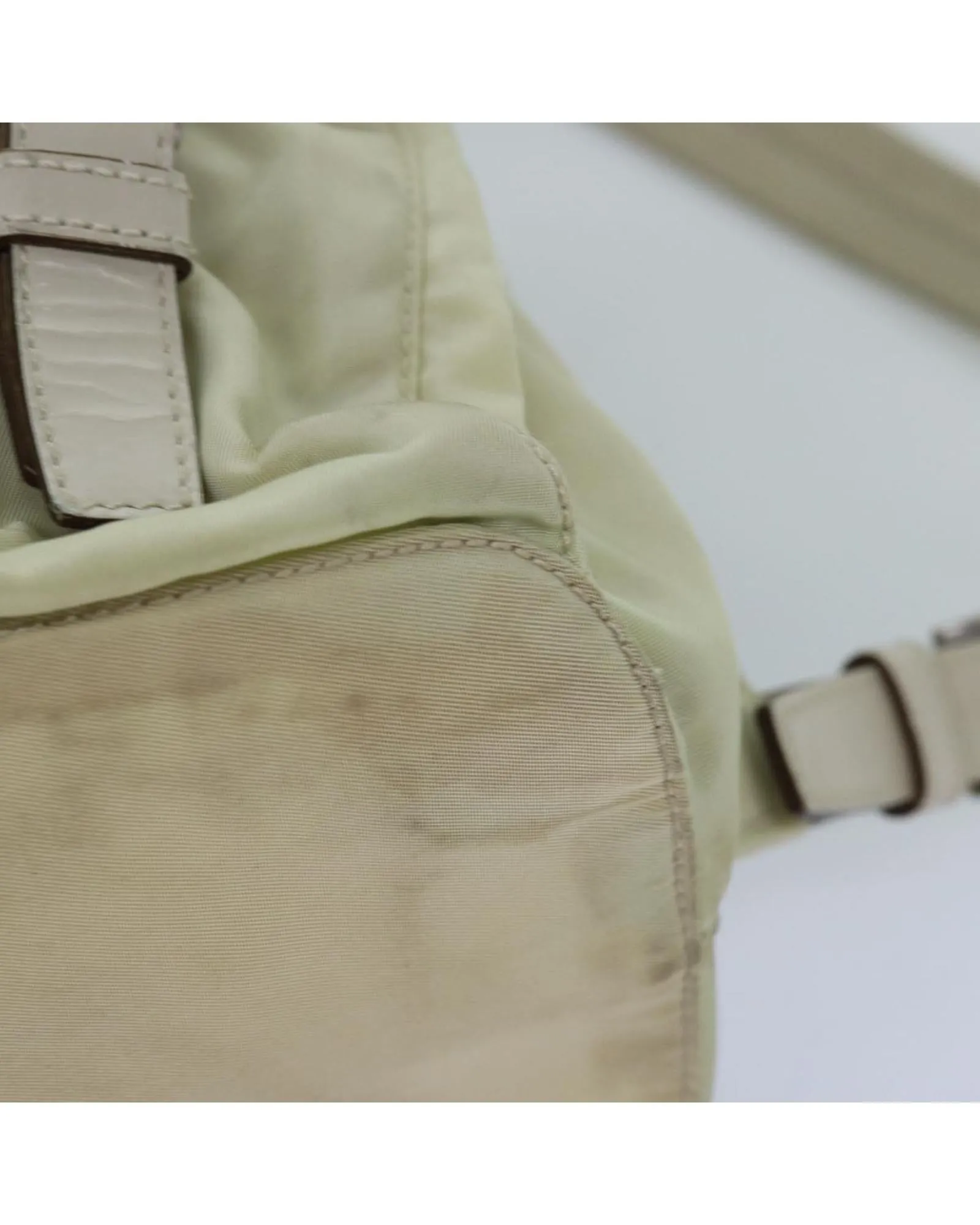 Cream Nylon Backpack with Accessory - Rank C