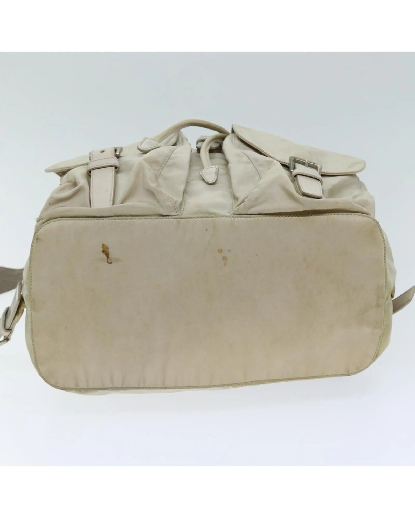 Cream Nylon Backpack with Shoulder Strap - Italian Made