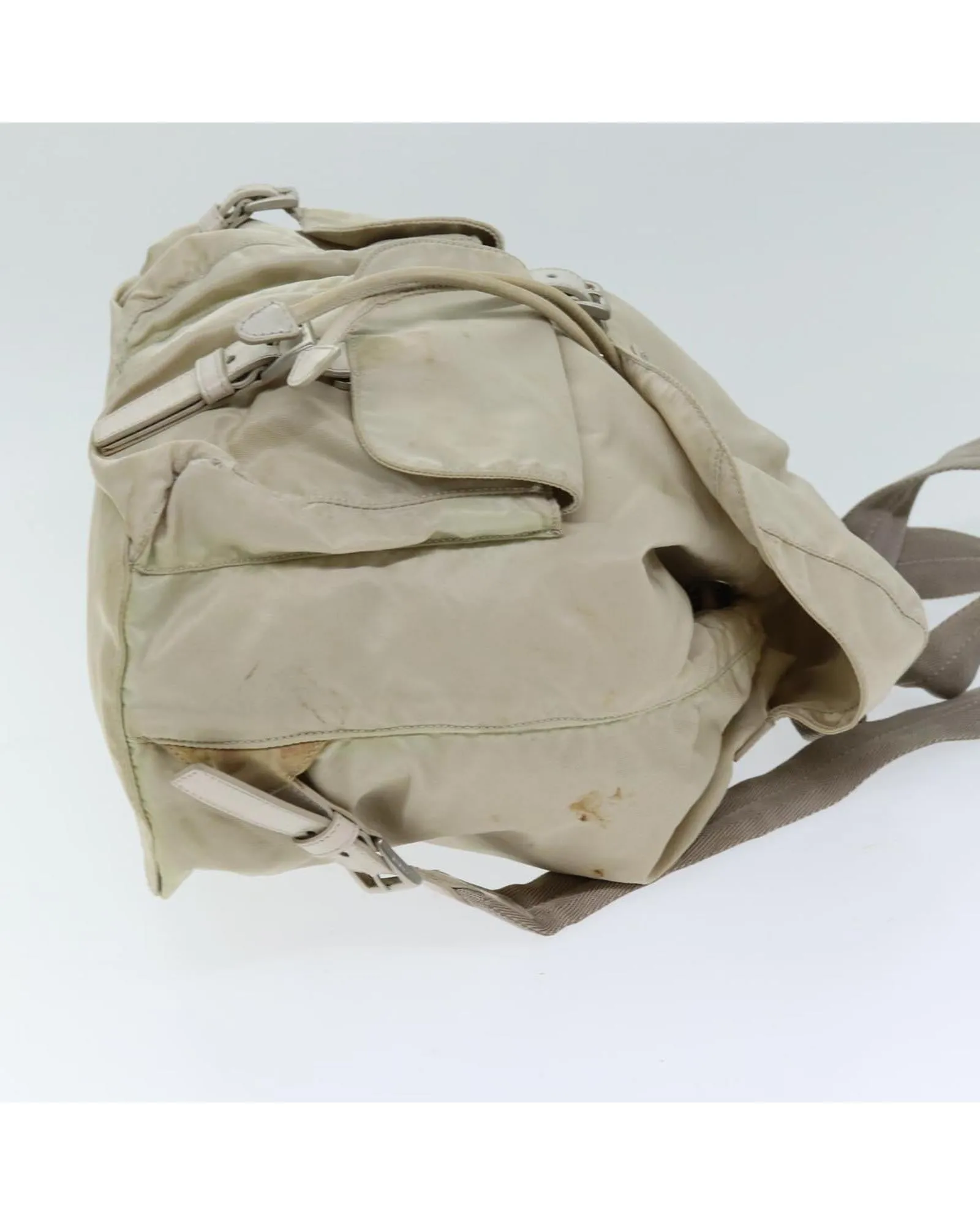 Cream Nylon Backpack with Shoulder Strap - Italian Made