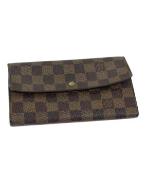 Damier Canvas Long Wallet with Button Clasp