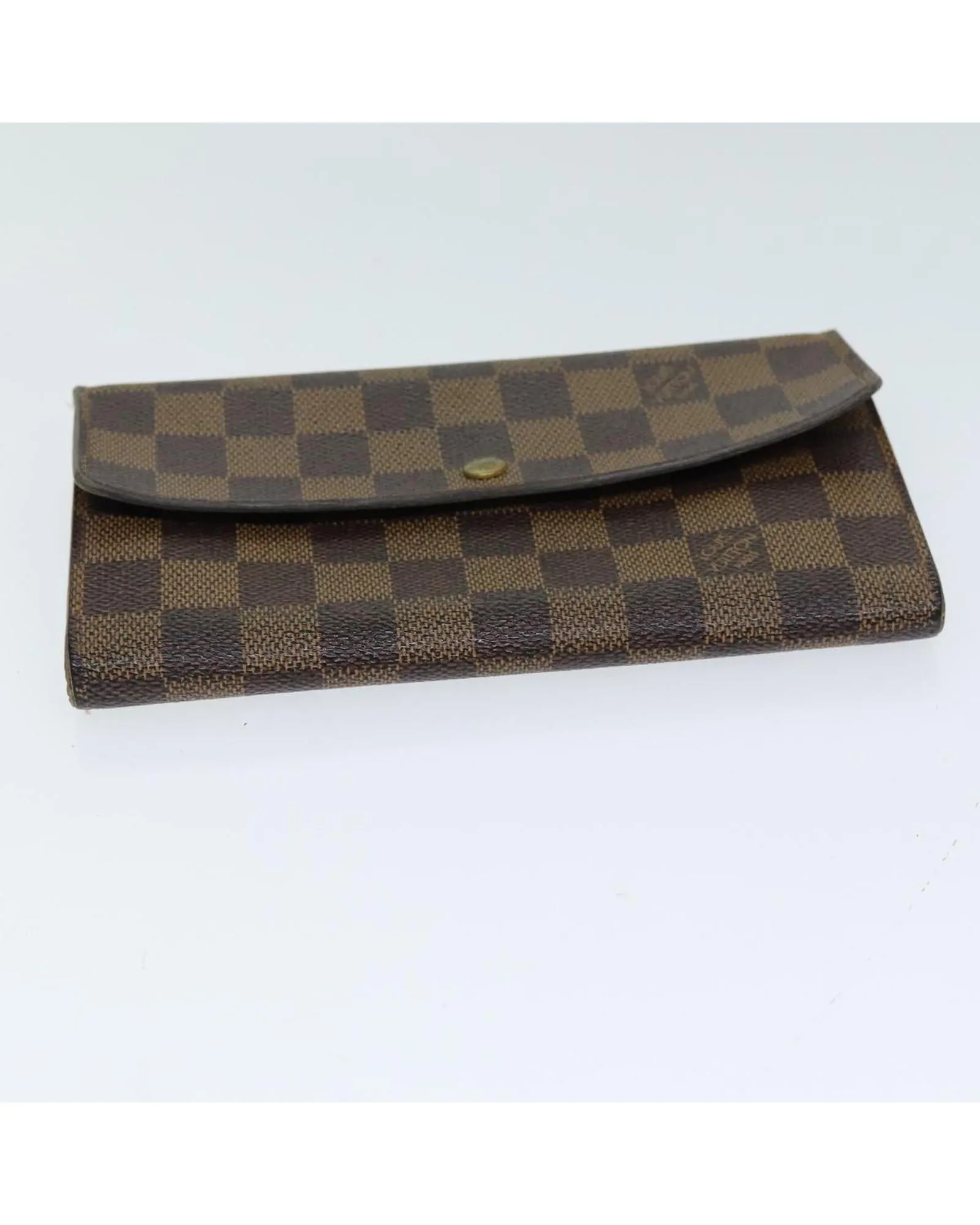 Damier Canvas Long Wallet with Button Clasp