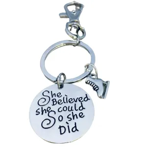 Figure Skating Zipper Pull Keychain - She Believed She Could So She Did