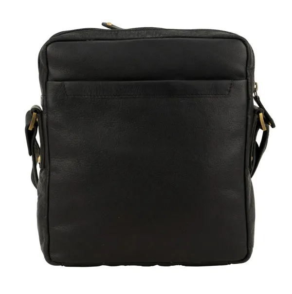 Franco Bonini - 118BFK Mens square leather side bag - Black