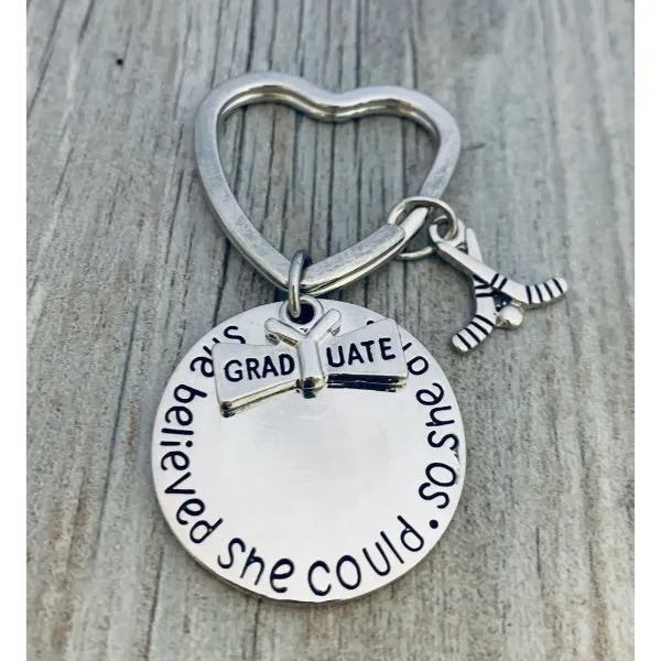 Graduation Keychain - She Believed She Could - Pick Sport