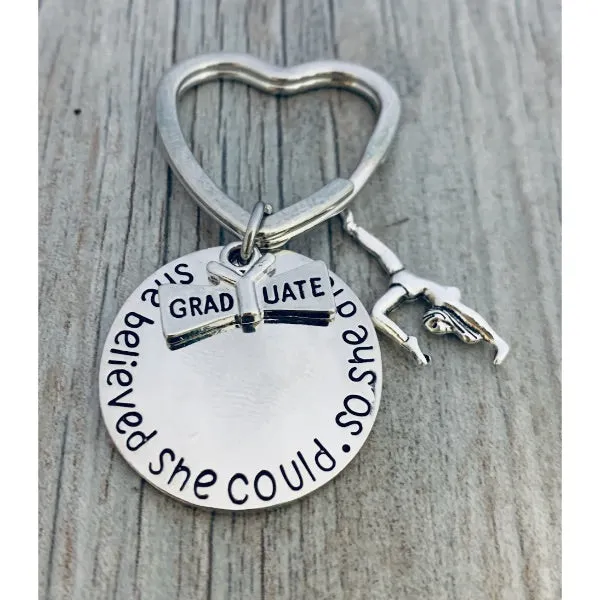 Graduation Keychain - She Believed She Could - Pick Sport