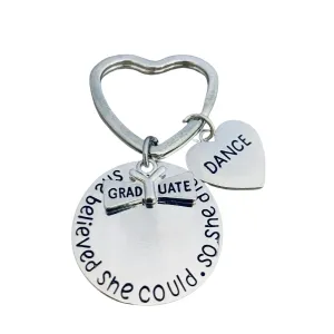 Graduation Keychain - She Believed She Could - Pick Sport