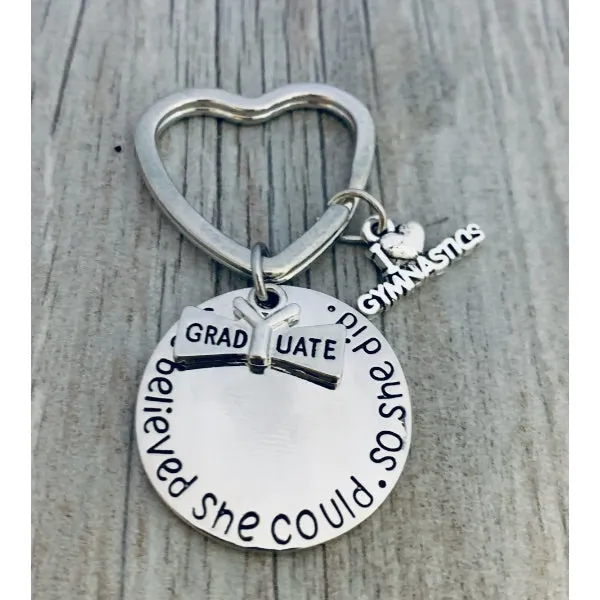 Graduation Keychain - She Believed She Could - Pick Sport