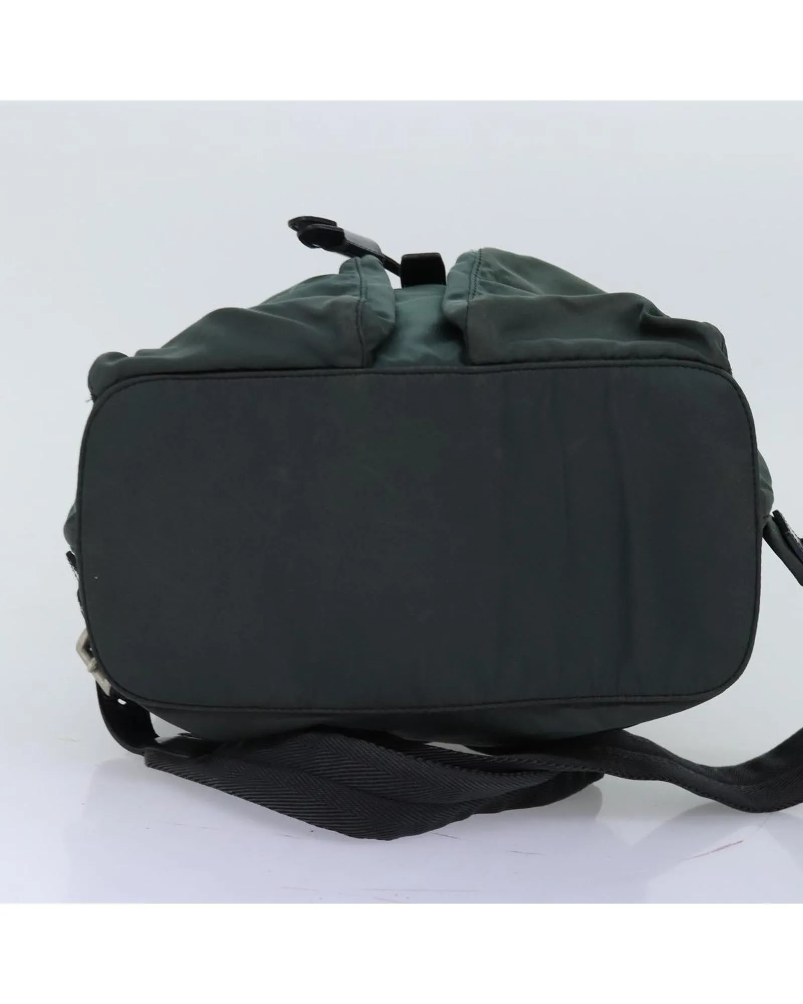 Green Nylon Backpack with Multiple Compartments