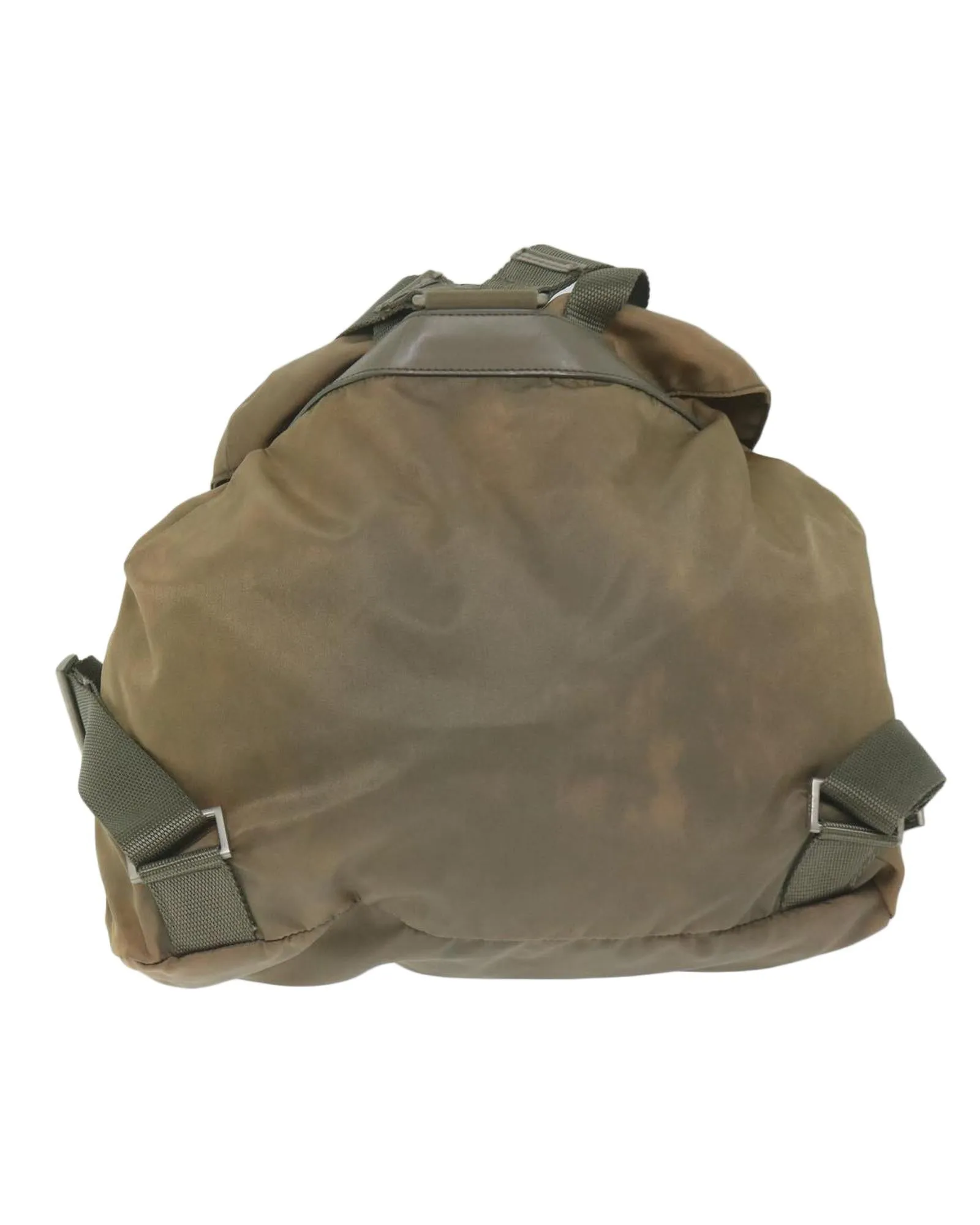 Khaki Nylon Backpack with Multiple Compartments