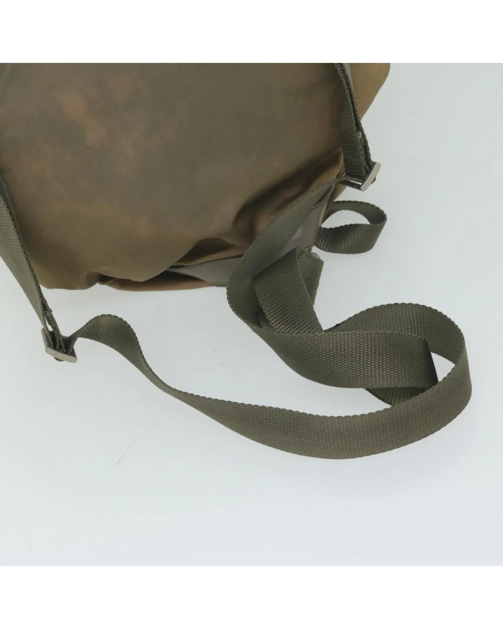 Khaki Nylon Backpack with Multiple Compartments