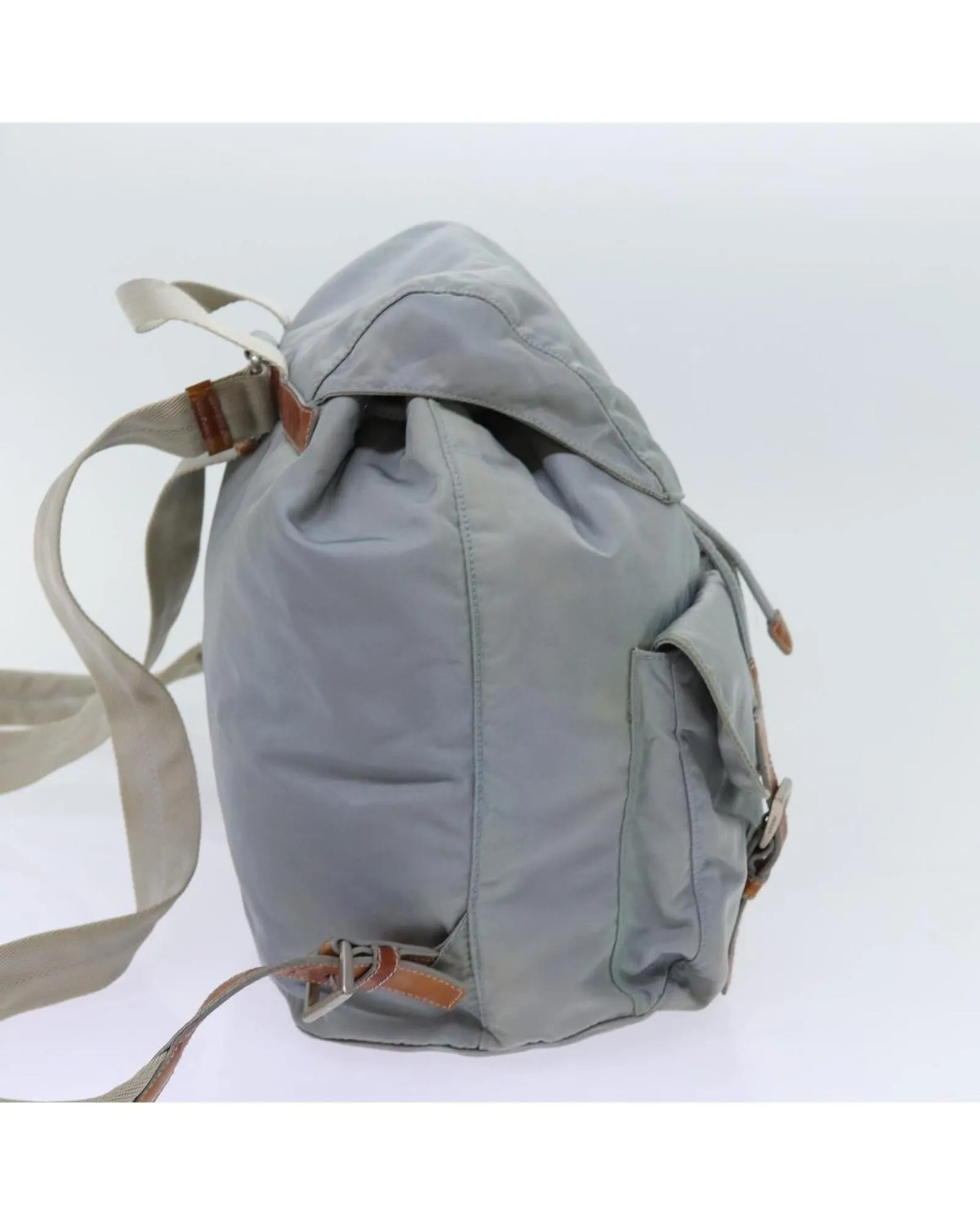 Light Blue Nylon Backpack with Accessory - Italian Made