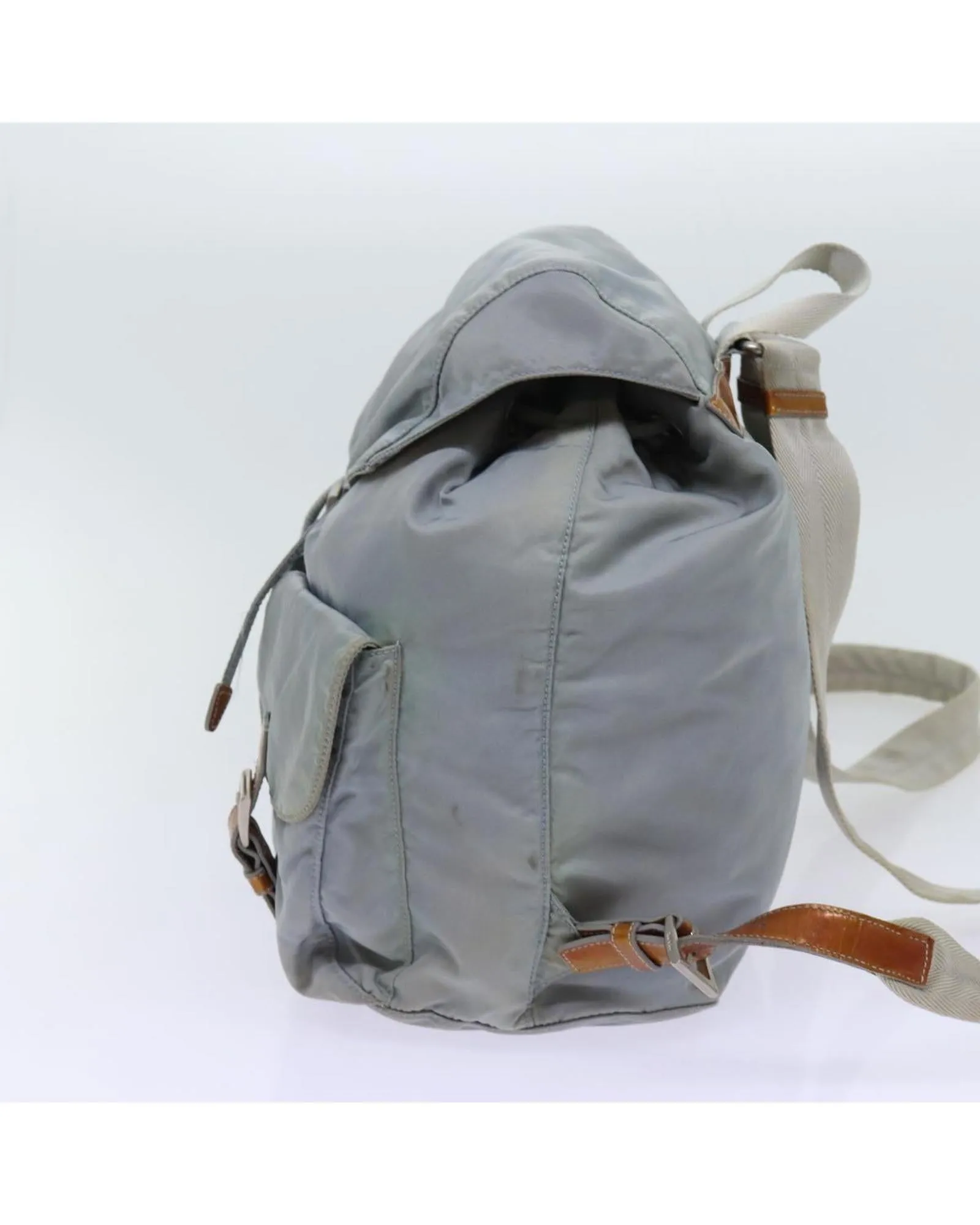 Light Blue Nylon Backpack with Accessory - Italian Made