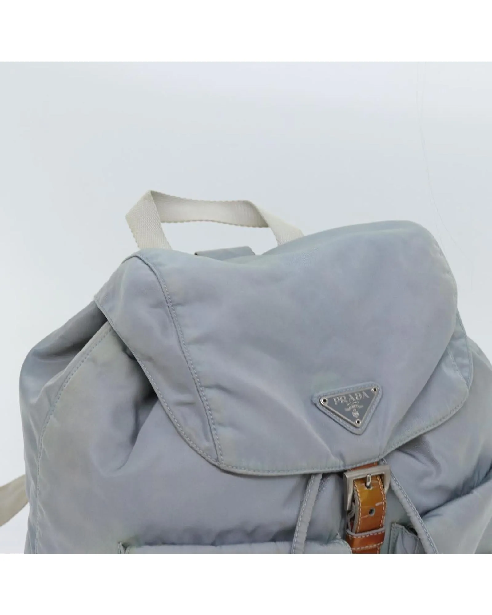 Light Blue Nylon Backpack with Accessory - Italian Made