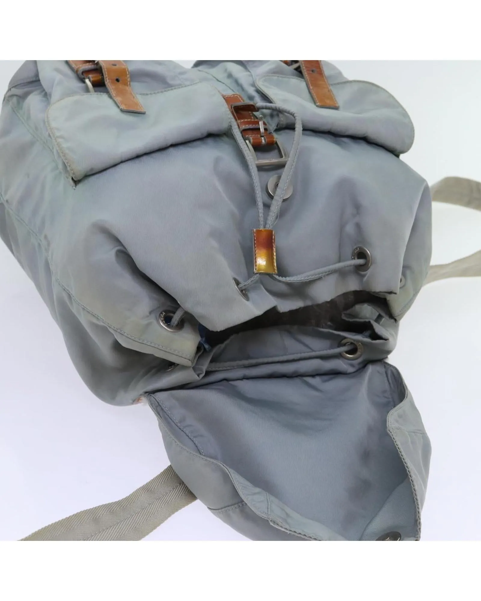 Light Blue Nylon Backpack with Accessory - Italian Made