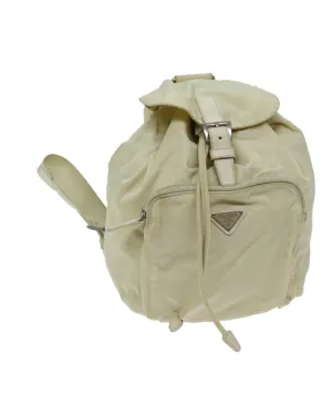 Nylon Cream Backpack with Accessory - Italian Made