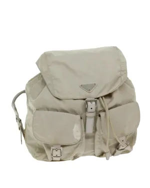 Nylon Cream Backpack with Shoulder Strap