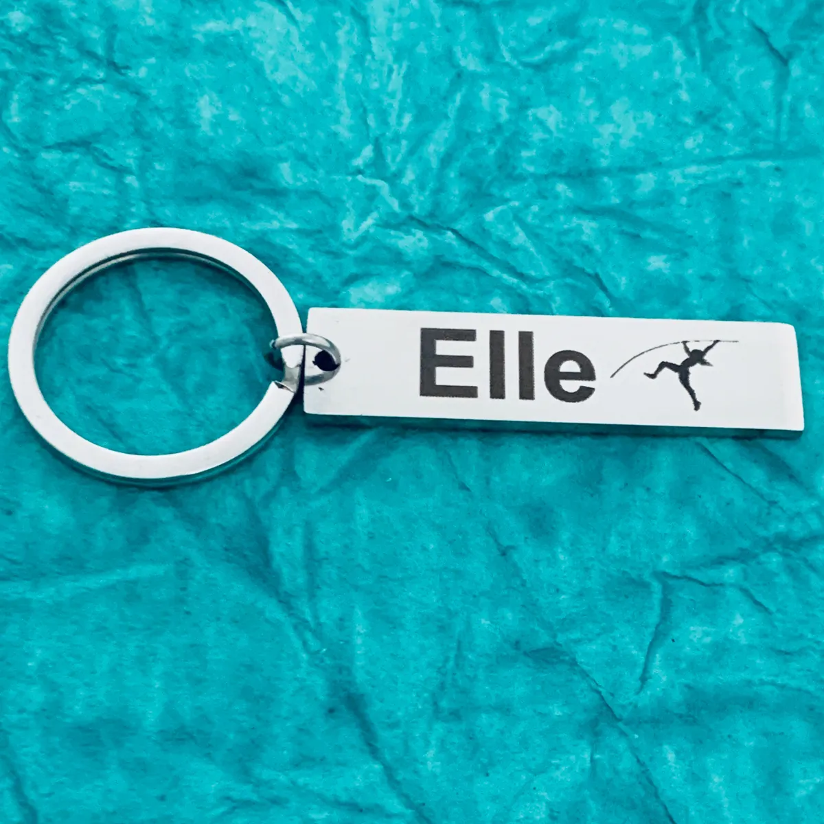 Pole Vault Engraved Bar Keychain