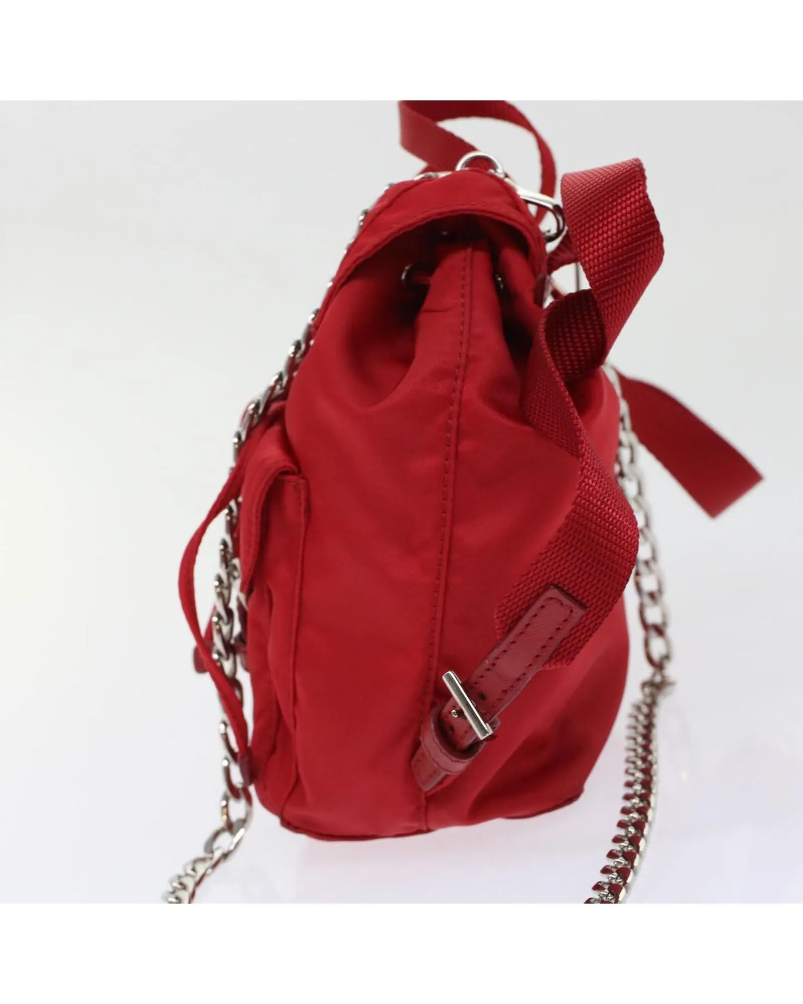 Red Nylon Chain Backpack