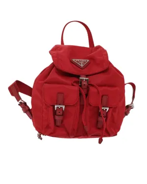 Red Nylon Chain Backpack