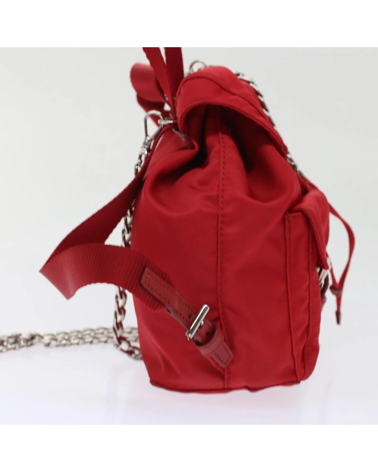 Red Nylon Chain Backpack