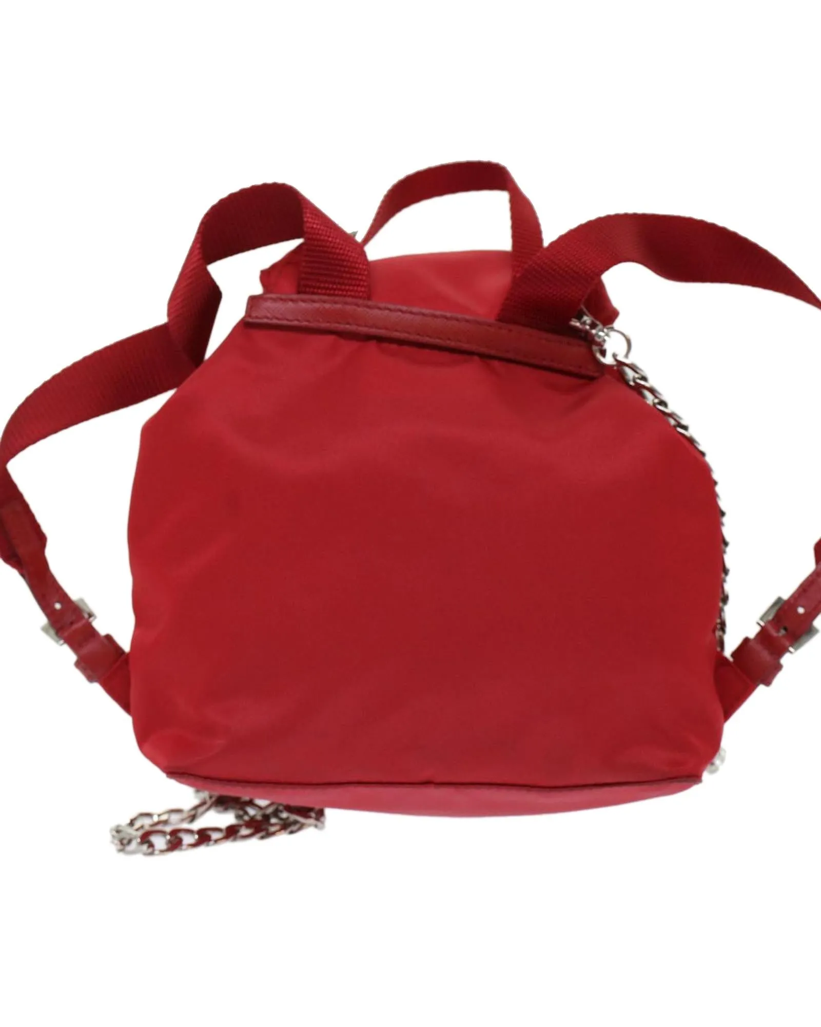 Red Nylon Chain Backpack