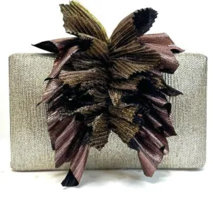 Shimmer Clutch with Frills - Brown