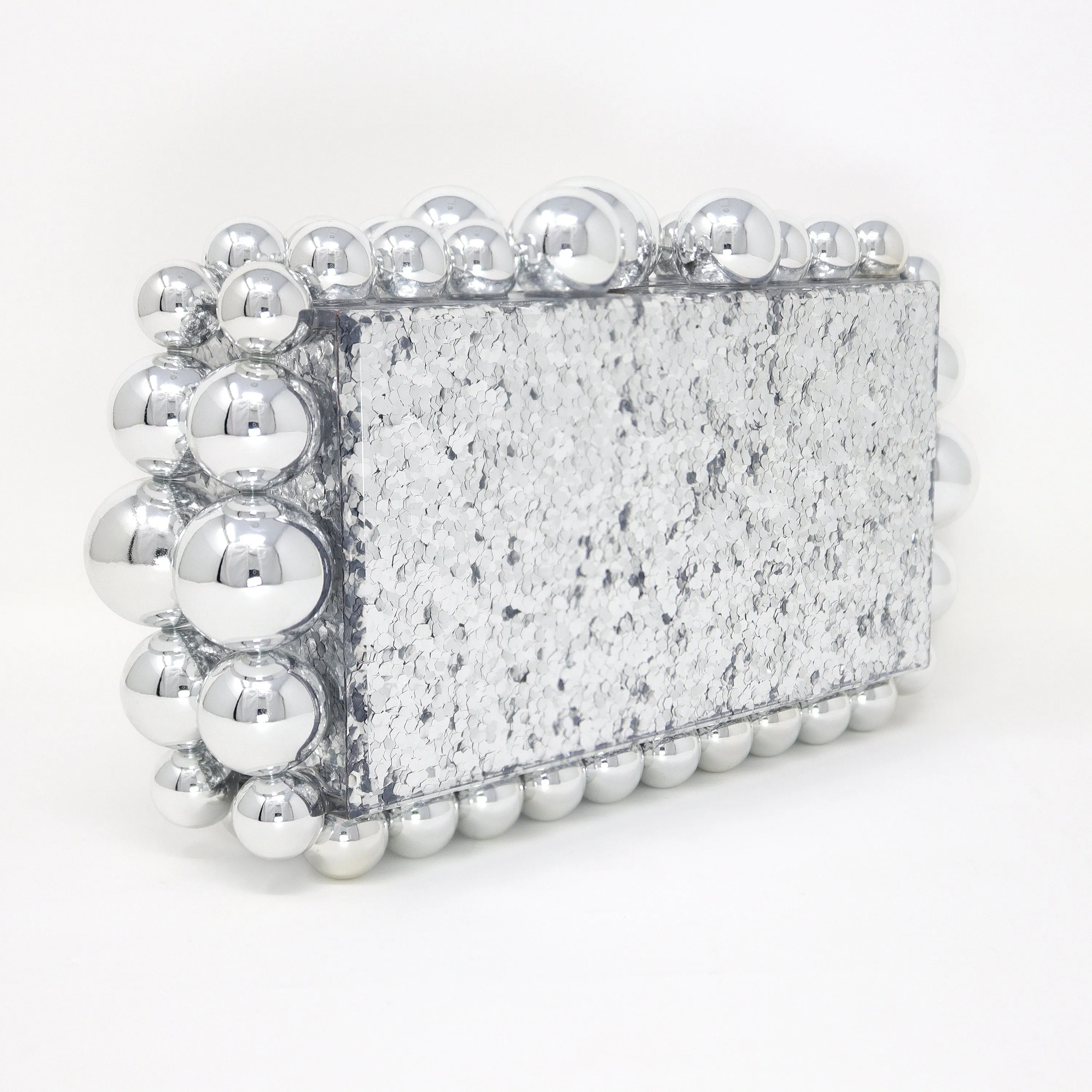 Silver Acrylic Bling Bubble Wedding Bag, Statement Bag, Evening Clutch, Wedding Clutch, Bridal Clutch, Bridal Cross body bag.