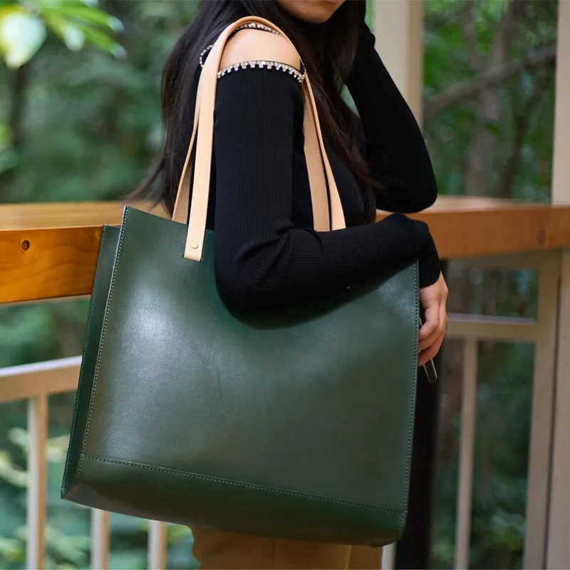 Simple Retro Vegetable Tanned Cowhide Shoulder Crossbody Bag