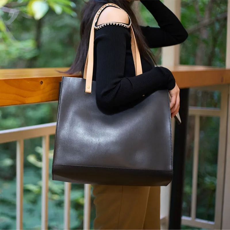 Simple Retro Vegetable Tanned Cowhide Shoulder Crossbody Bag