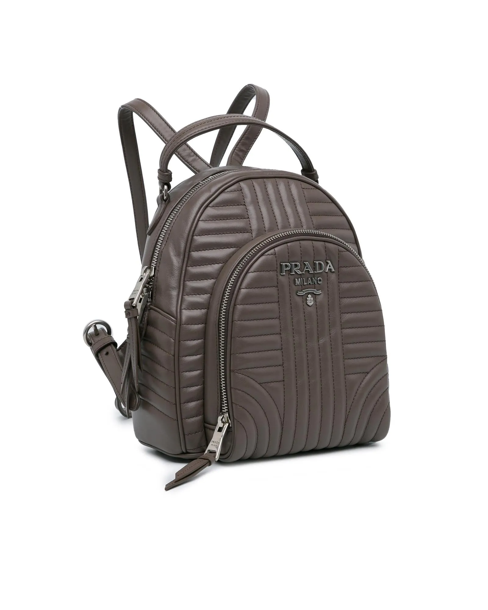 Soft Leather Diagramme Backpack with Zip Closure