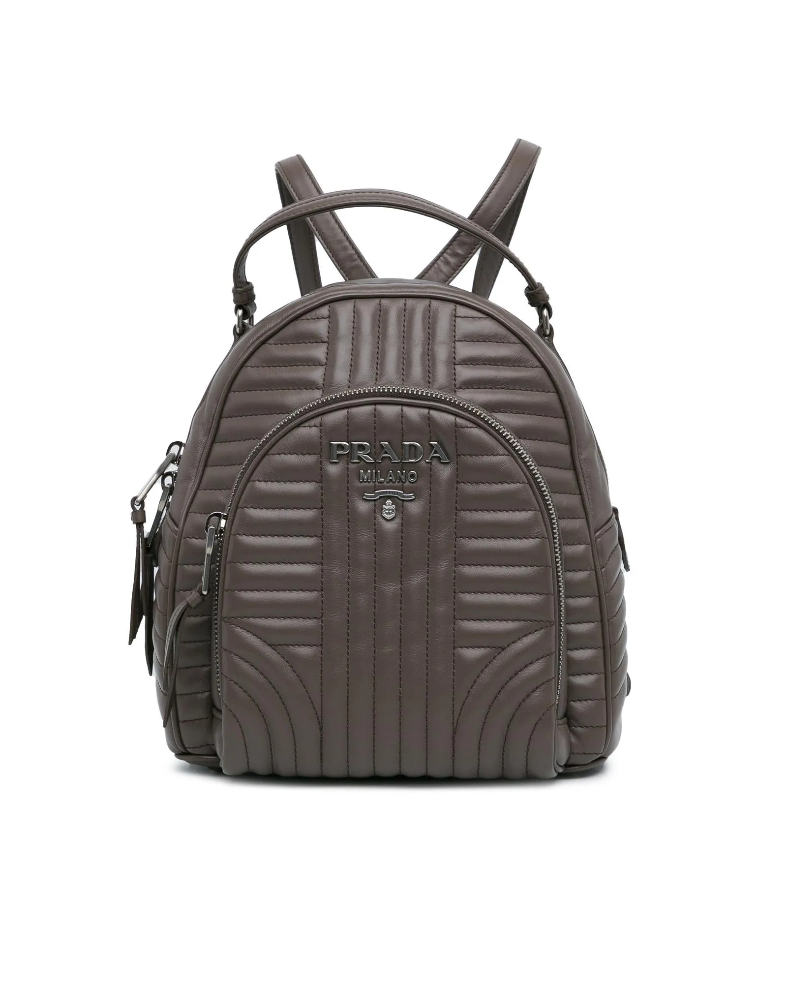 Soft Leather Diagramme Backpack with Zip Closure