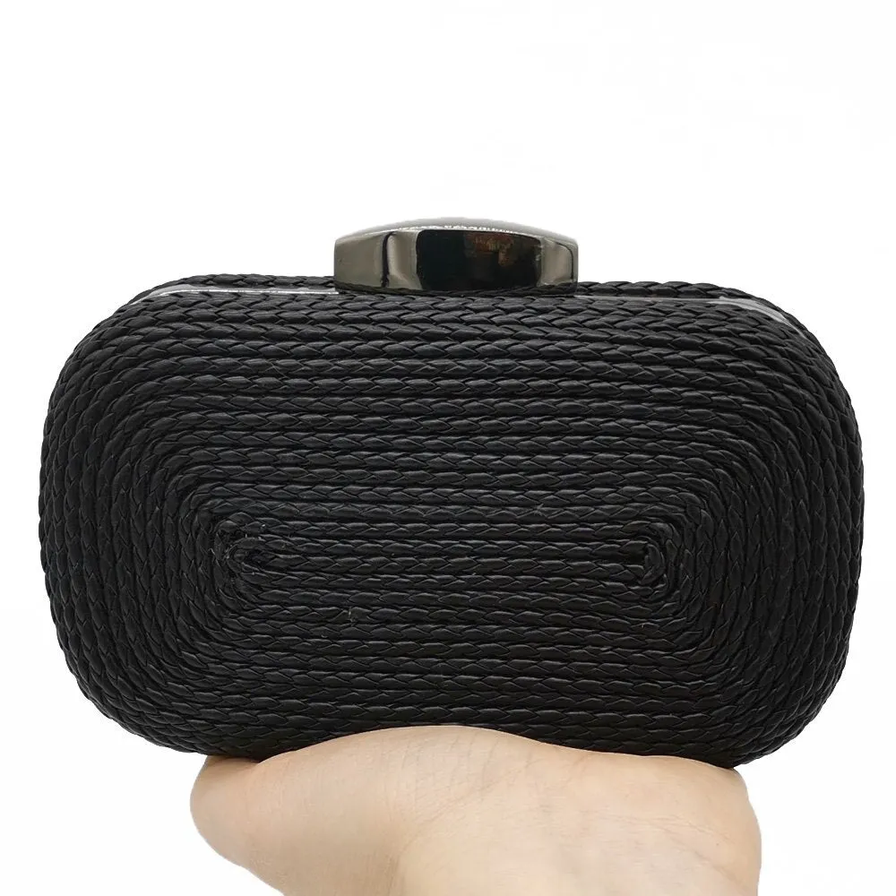 TEEK - Boutique Black Evening Woven Knitted Clutch