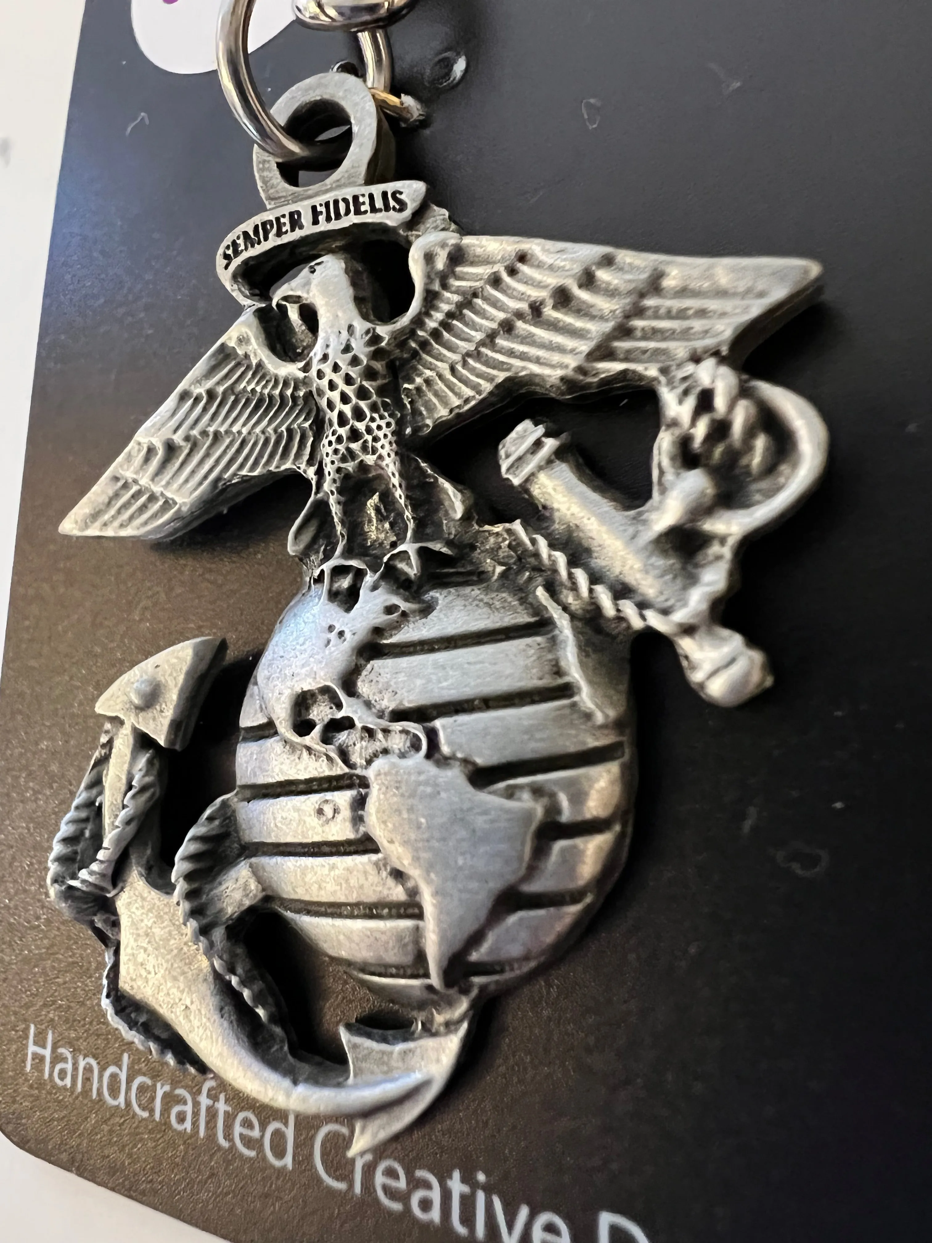 United States Marine Corps (USMC) 3D Crest Logo Pewter Keychain