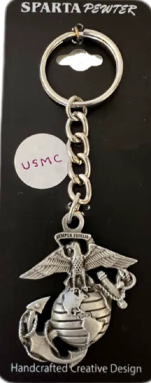 United States Marine Corps (USMC) 3D Crest Logo Pewter Keychain