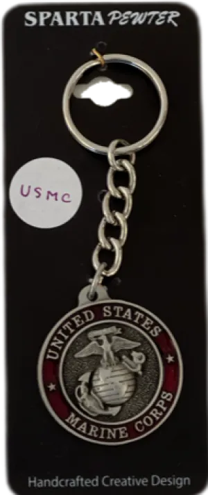 United States Marine Corps (USMC) Seal Pewter Enamel Logo Keychain