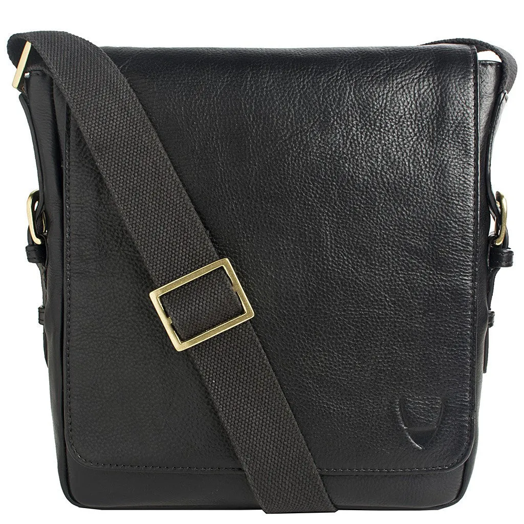 William Vertical Leather Messenger in Black