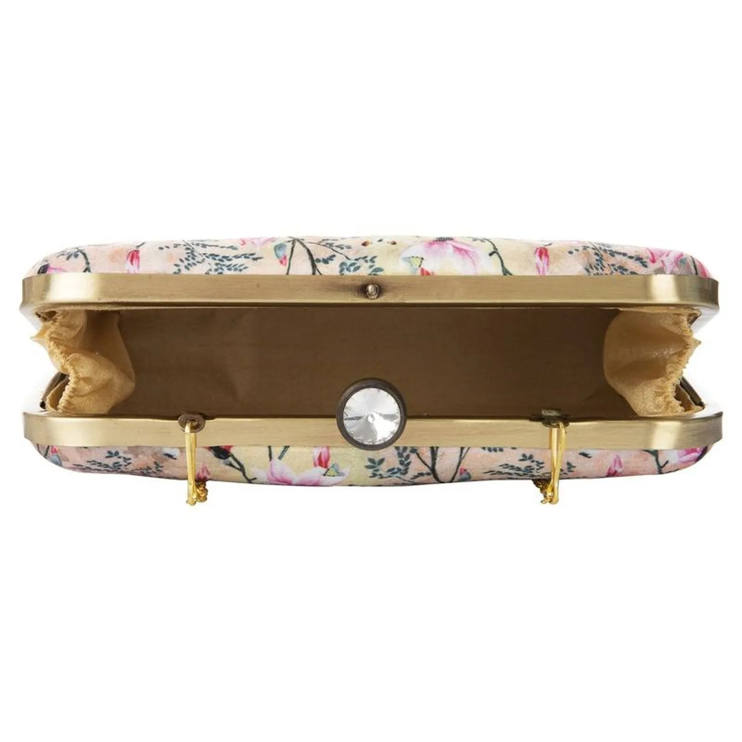 Women's Pink Floral Box Party Clutch Purse with Chain